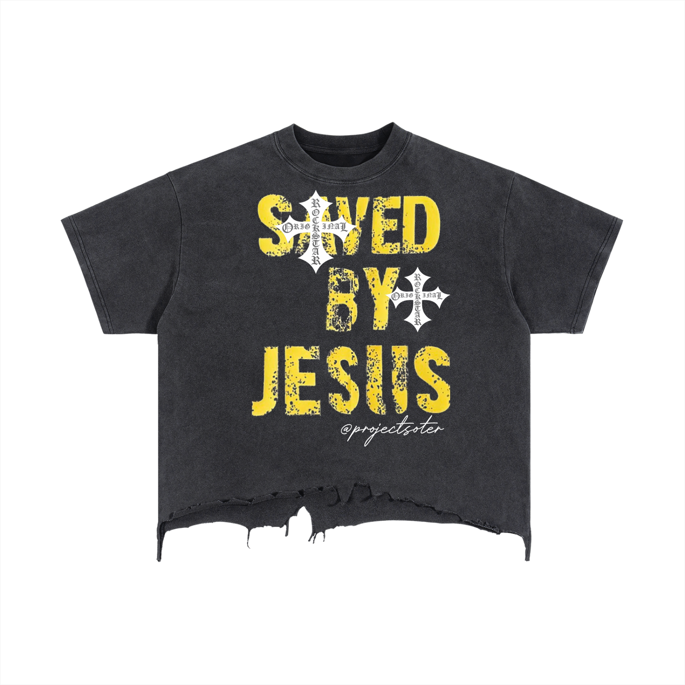 S.B.J cross edition cropped washed tee
