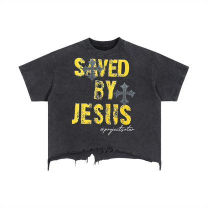 S.B.J cross edition cropped washed tee